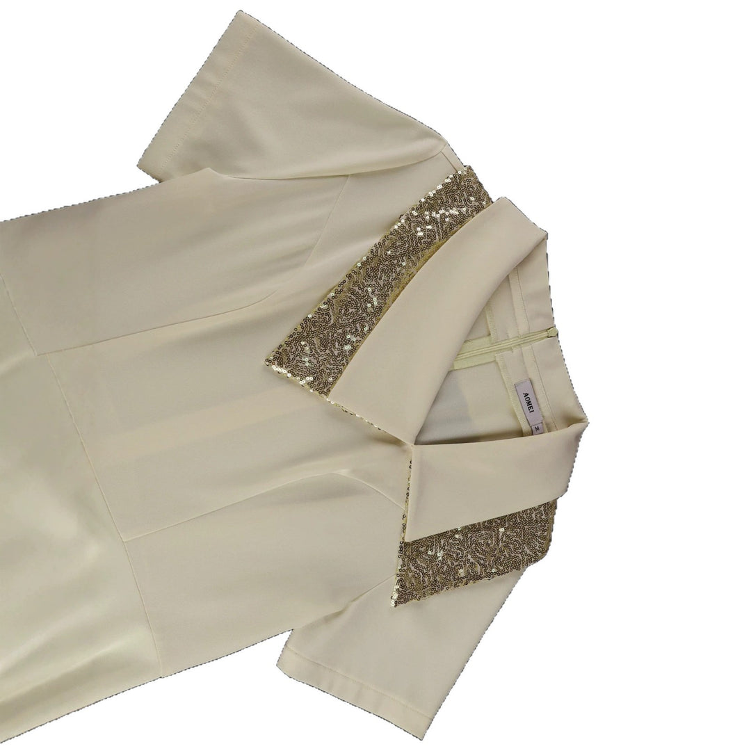Damen Elegantes Kleid mit glamourösem Paillettenkragen EB