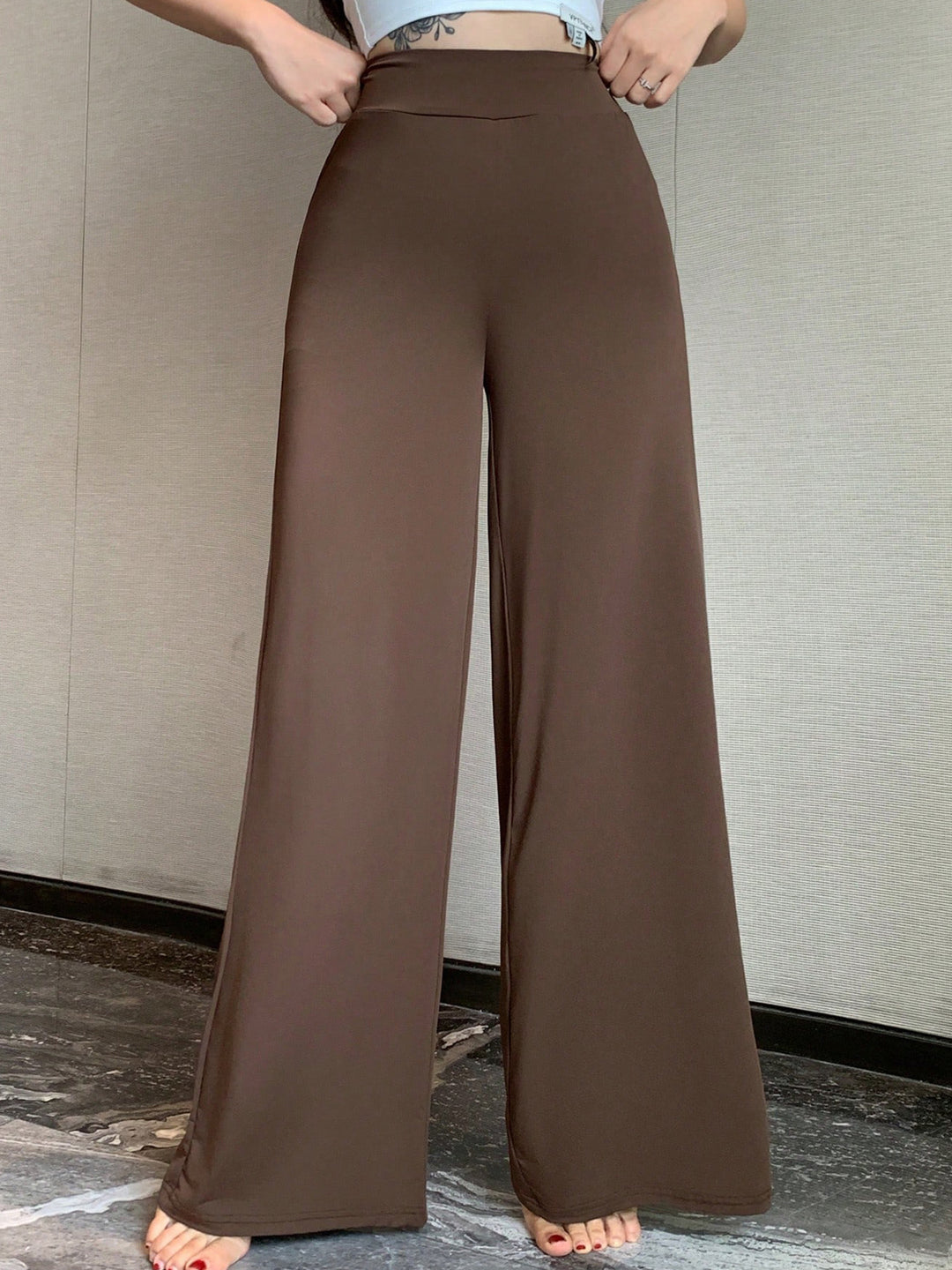 Damen Hochtaillierte Palazzo-Hose EB