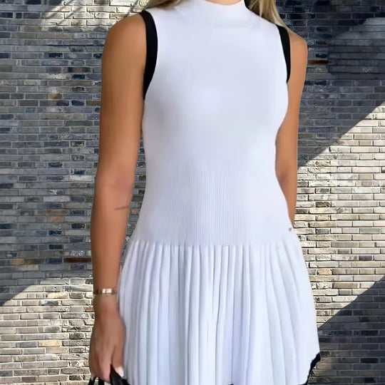 Damen Verspieltes Fit-and-Flare Kleid mit elegantem Kragen und schwingendem Saum EB