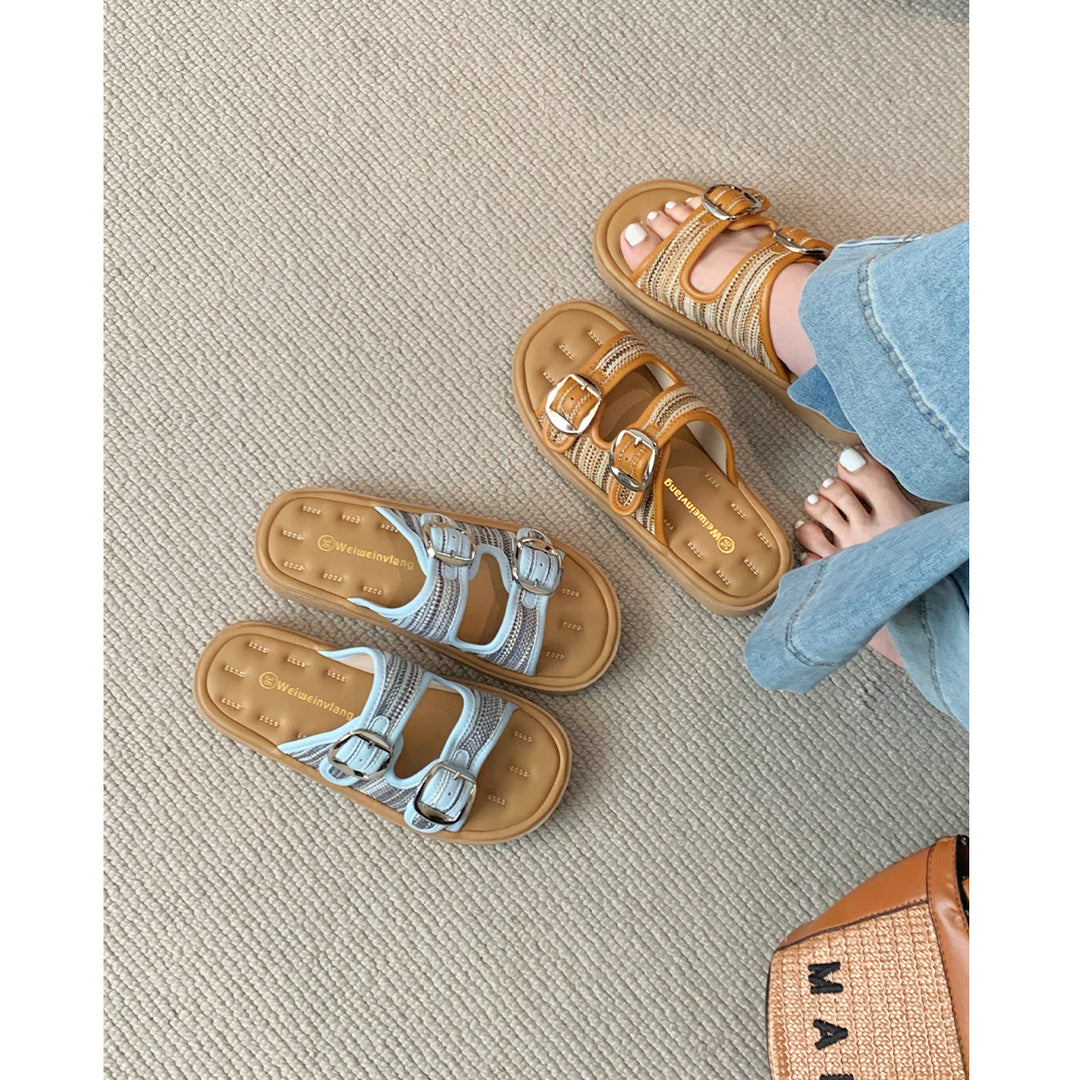Damen Clogs mit elegantem Doppelschnallen-Design und komfortablem Fußbett EB