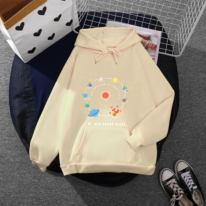 Damen nan Kapuzenpullover im Astronomie‑Print mit Kängurutasche und verstellbarem Kordelzug EB