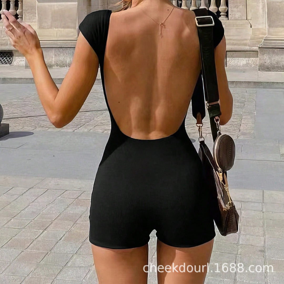 Damen Einteiler Badesuit mit tiefem Rückenausschnitt und figurbetontem Schnitt EB