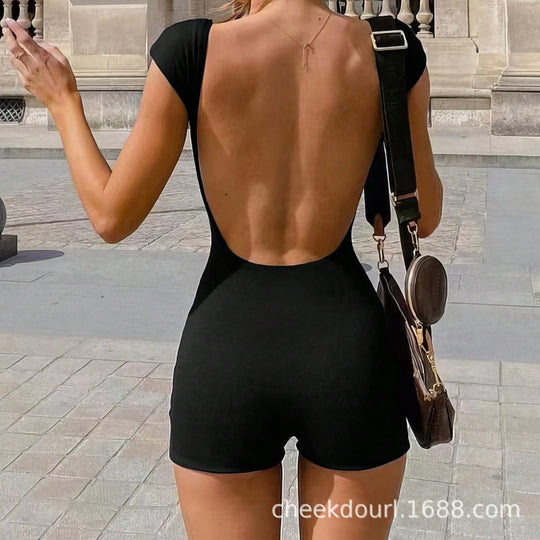 Damen Einteiler Badesuit mit tiefem Rückenausschnitt und figurbetontem Schnitt EB
