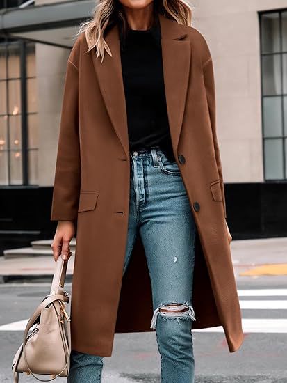 Damen Eleganter Woll-Trenchcoat mit klassischem Revers EB