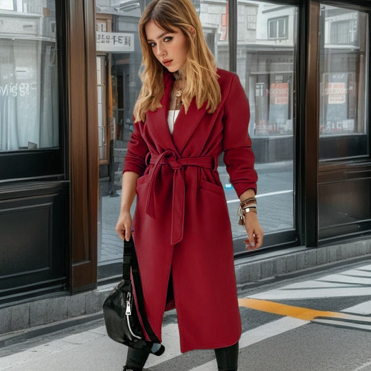 Damen eleganter Trenchcoat mit Gürtel und praktischen Taschen EB