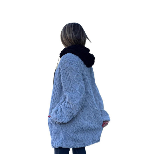 Damen kuschelige Fleecejacke mit Kapuze EB