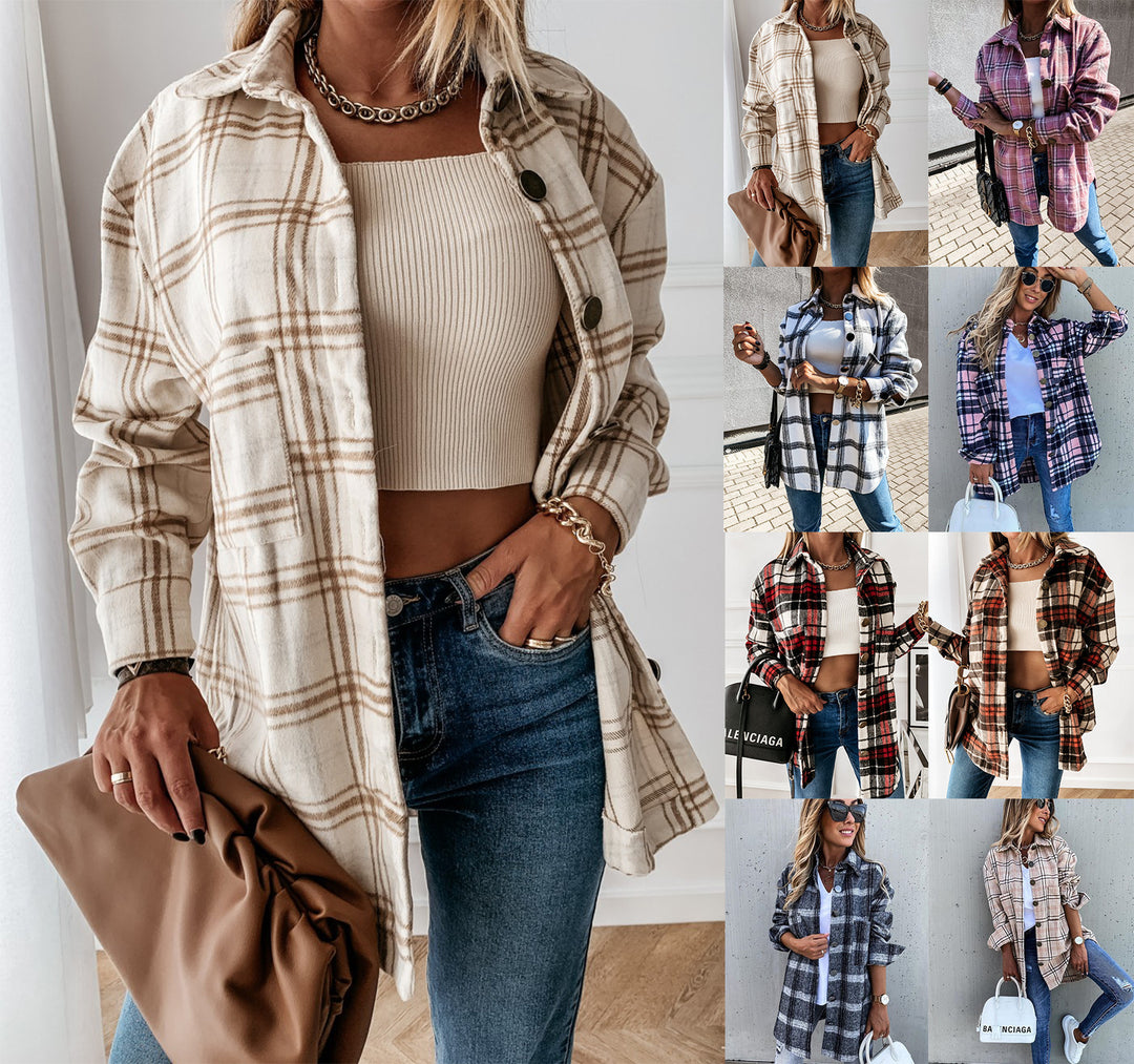 Damen Karierte Overshirtjacke EB
