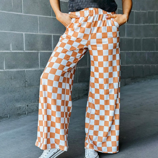 Damen Karierte Palazzohose EB