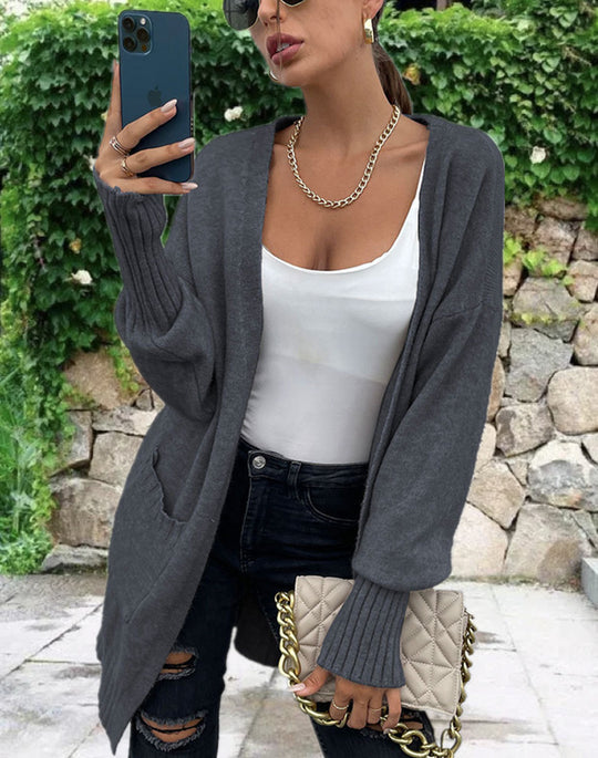 Damen Strickcardigan mit legerem Schnitt und tiefen Taschen EB
