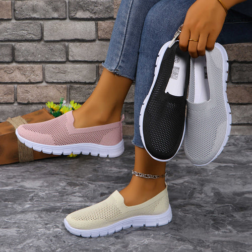 Damen Atmungsaktive Slip-On Sneakers mit flexiblem Design EB
