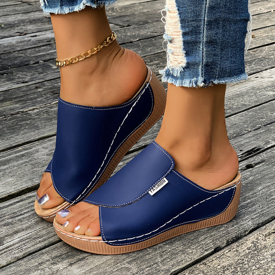 Damen  Slip-On Keil-Mules mit ergonomischem Memory-Fußbett und leicht profilierter Laufsohle EB