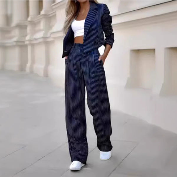 Damen modischer Blazer mit weit geschnittenen Hosen EB