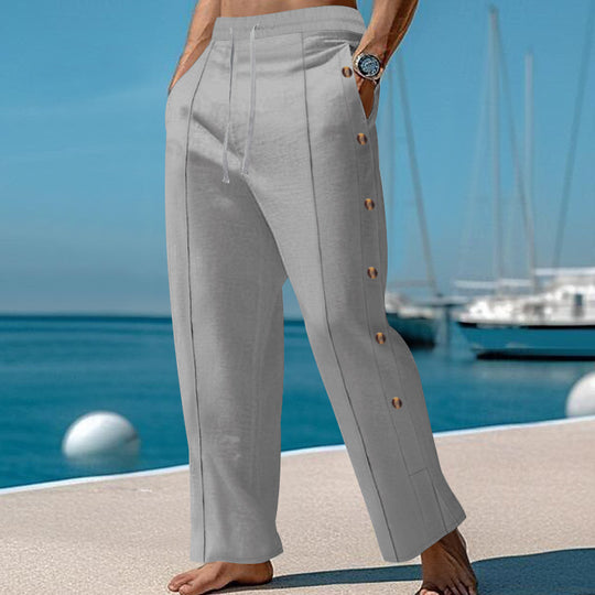 Herren Elegante Freizeithose mit verstellbarem Bund und praktischen Druckknöpfen EB