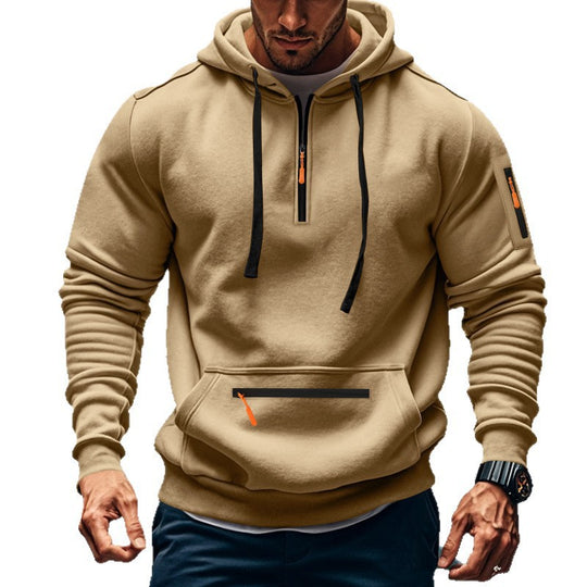 Herren sportlicher Kapuzenpullover mit praktischem Zwei-Wege-Reißverschluss und seitlichen Taschen EB