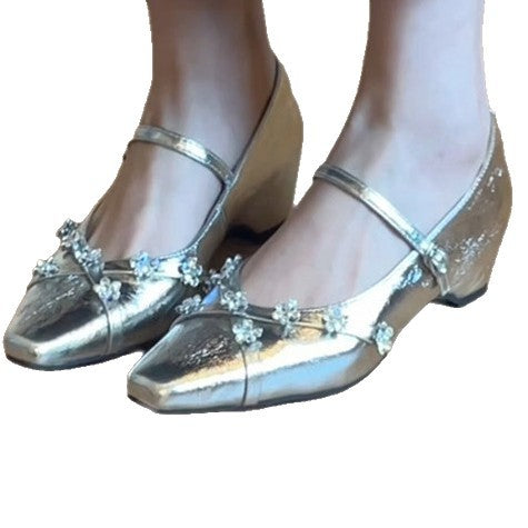 Damen elegante Ballerinas mit glamourösen Schmuckdetails EB