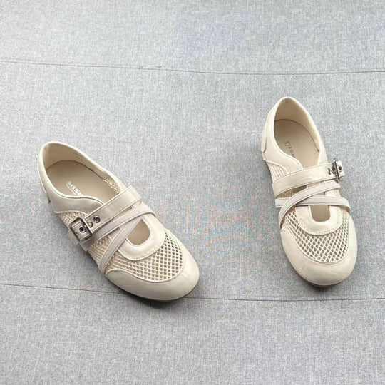 Damen modische Sneaker mit elegantem Riemchen-Design und atmungsaktiver Netzstruktur EB