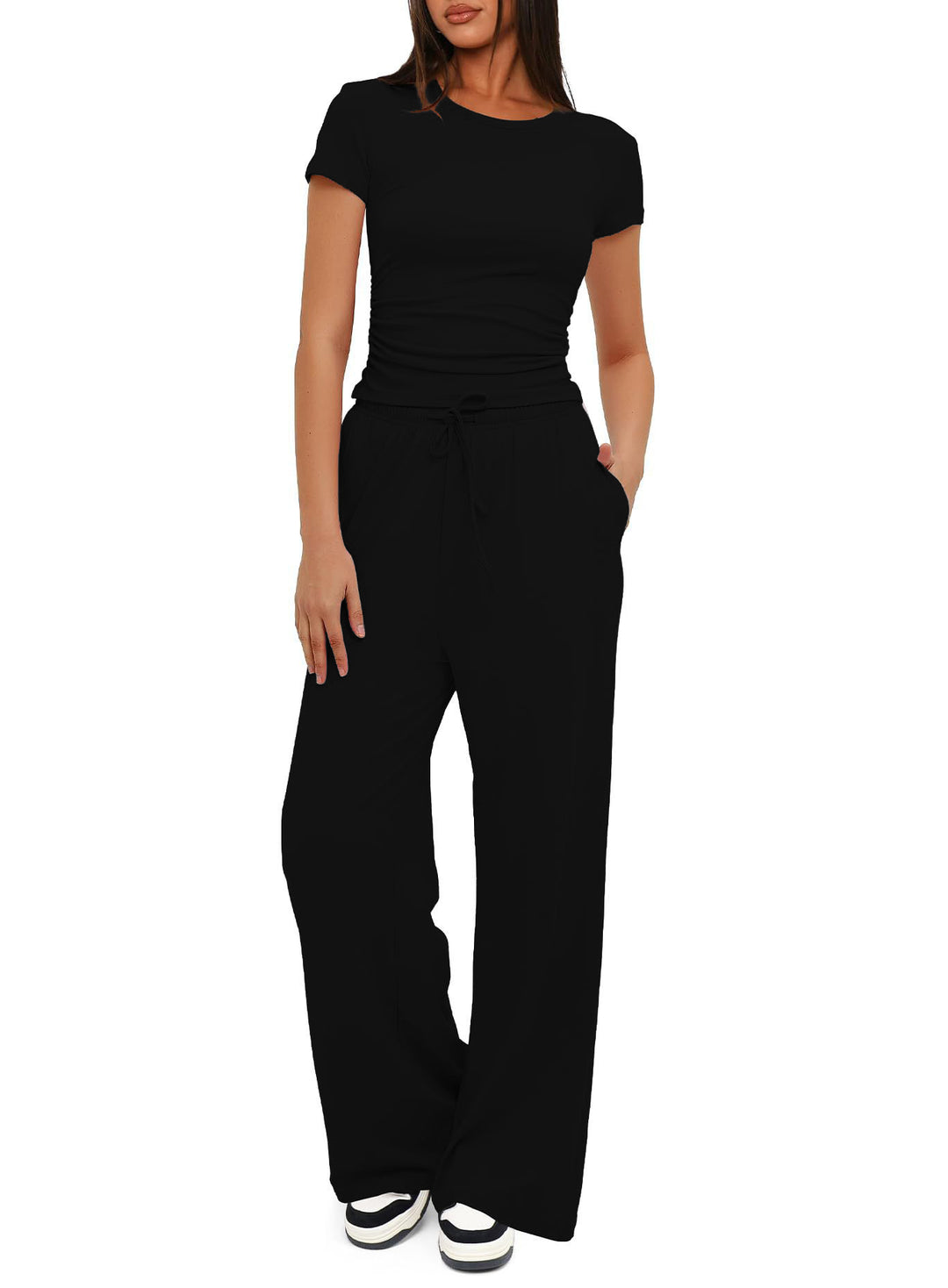 Damen Bequemes Lounge-Outfit mit elastischem Bund und weitem Schnitt EB