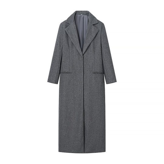 Damen eleganter Wintermantel mit hochschließendem Kragen und praktischen Taschen EB