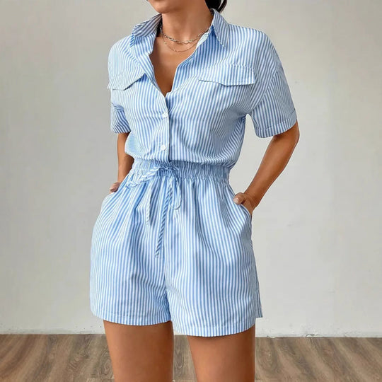 Damen Kurzoverall mit taillierter Passform und praktischen Taschen EB