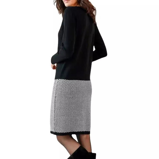 Elegantes Damen Strickkleid mit Chevron-Muster für Alltag & Büro | EB