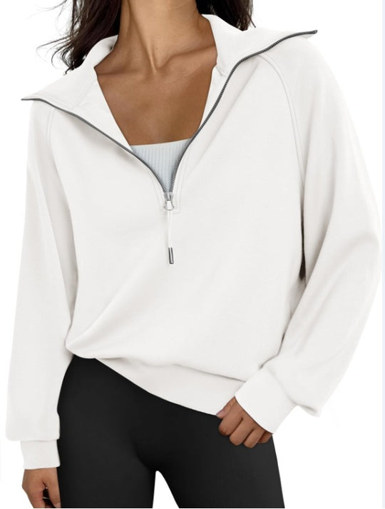 Damen lässiger Sweatpullover mit hohem Kragen und Reißverschluss EB