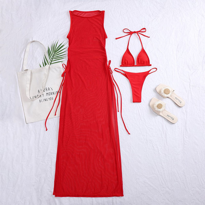 Damen Strandkleid mit asymmetrischem Wickeldesign EB