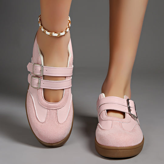 Damen  Retro-inspirierte Mary-Jane-Sneaker mit doppeltem Schnallenriemen und ergonomischer Gummisohle EB