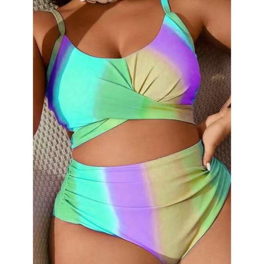 Damen Bikini-Set mit modischer Wickeloptik und hohem Bund EB