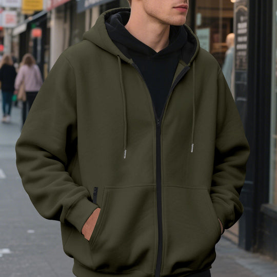 Herren Zip-Hoodie mit praktischen Taschen und atmungsaktiver Fleece-Innenausstattung EB
