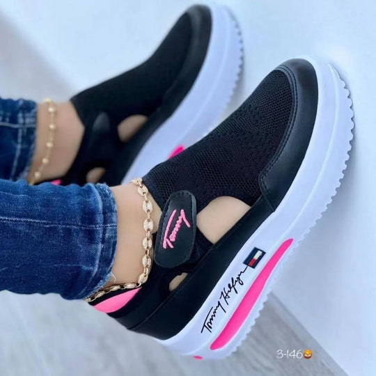 Damen Modische Sneaker mit atmungsaktiver Strick-Oberfläche und rutschfester Sohle EB