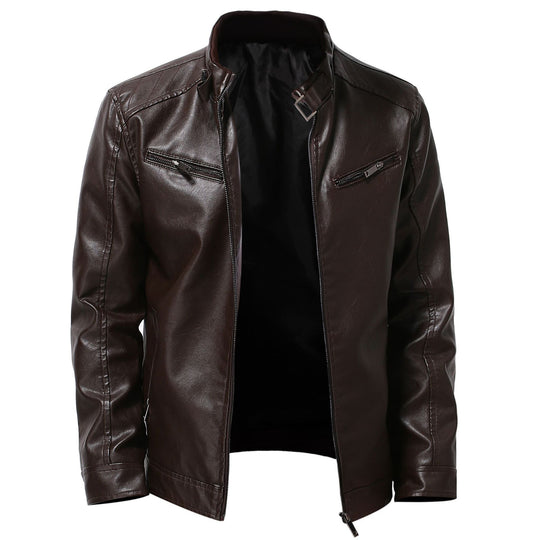 Herren stylische Kunstleder-Motorradjacke im Biker-Stil EB