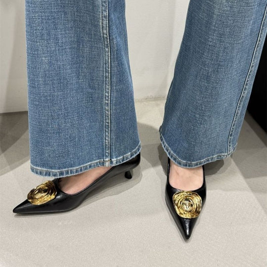 Damen spitze High Heels mit eleganten Blumendetails EB