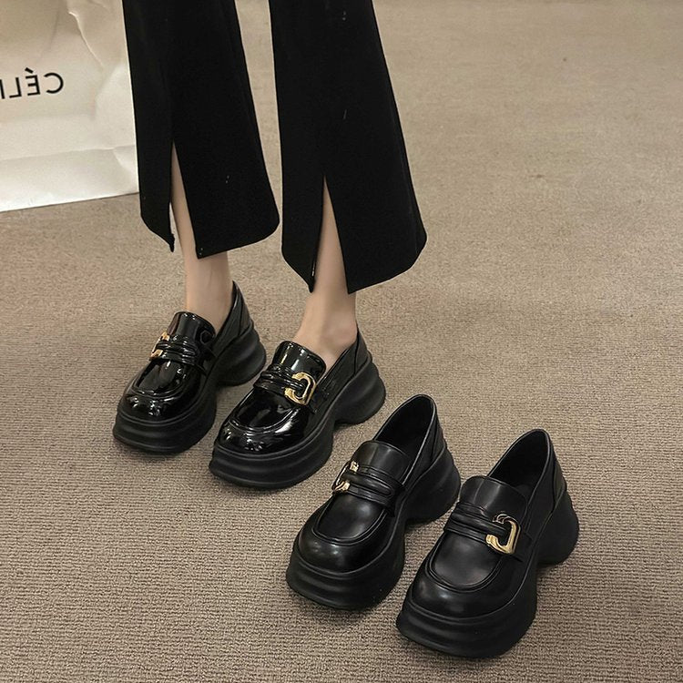Damen modische Loafers mit dekorativer Schnalle und voluminöser Sohle EB