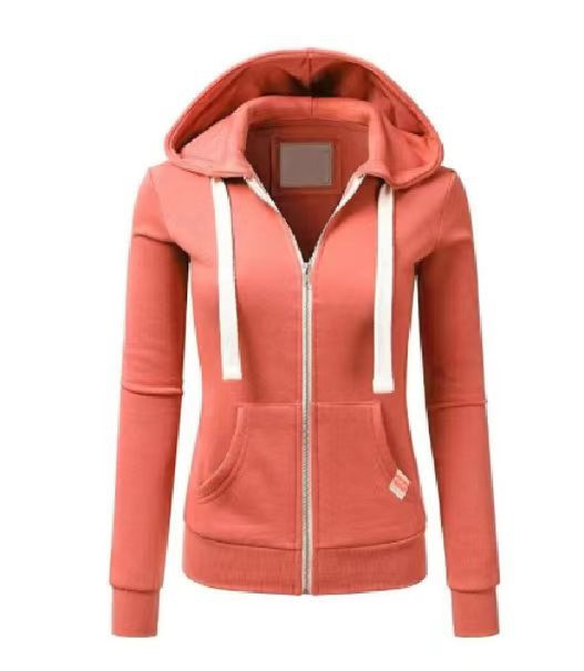 Damen sportliche Kapuzenjacke mit durchgehendem Reißverschluss und praktischen Taschen EB