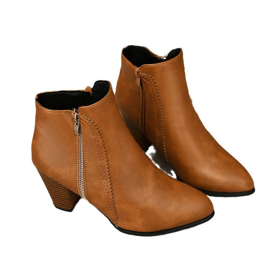Damen modische Stiefeletten mit elegantem Reißverschluss EB