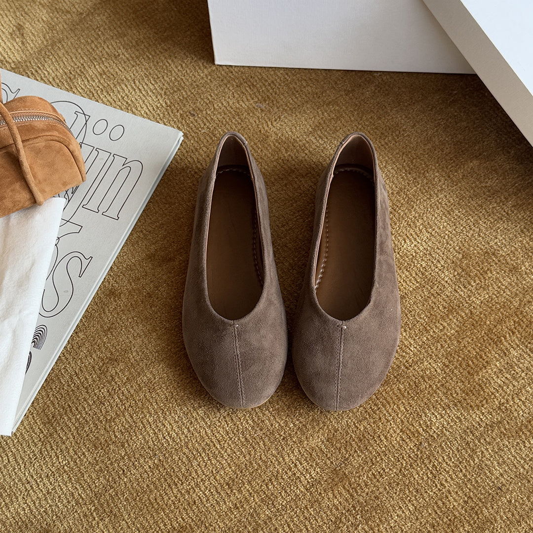 Damen Ballerinas aus hochwertigem Wildleder mit elastischem Rand EB