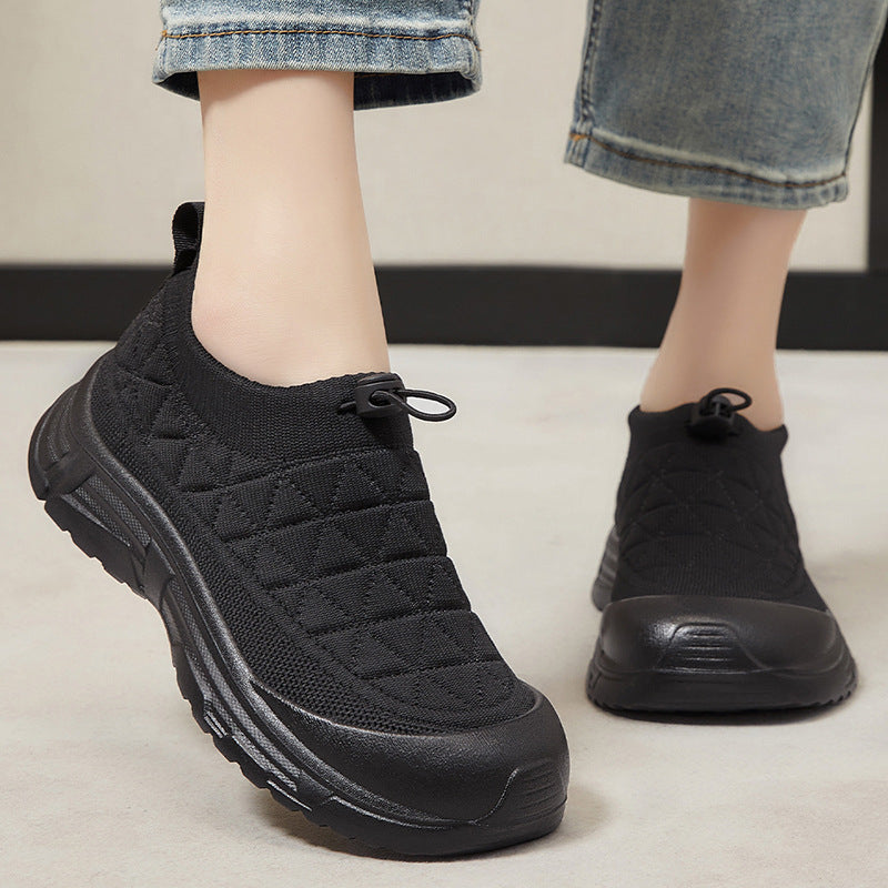 Damen Ultraleichte Slip-On Sneakers mit elastischem Ansatz und rutschfester Sohle EB