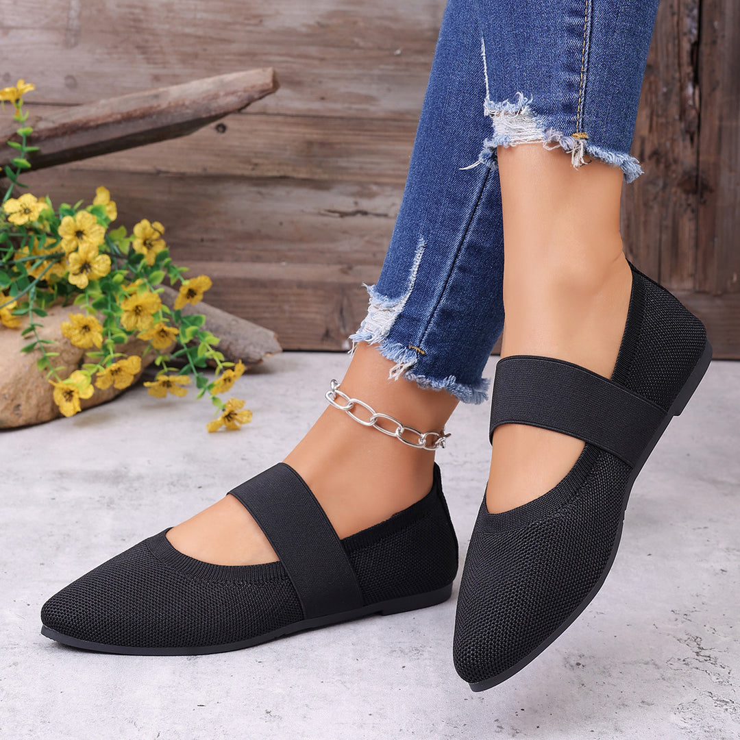 Damen Komfortable Ballerinas mit elastischem Riemen EB