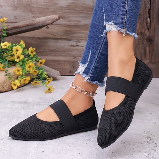 Damen Komfortable Ballerinas mit elastischem Riemen EB