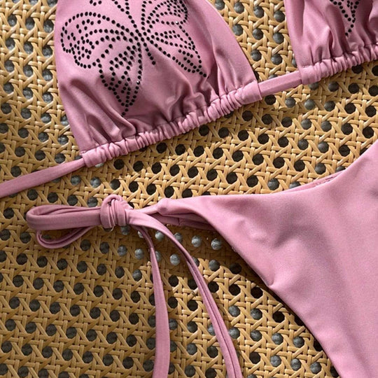Damen Triangel-Bikini mit raffinierten Lochmuster-Details EB