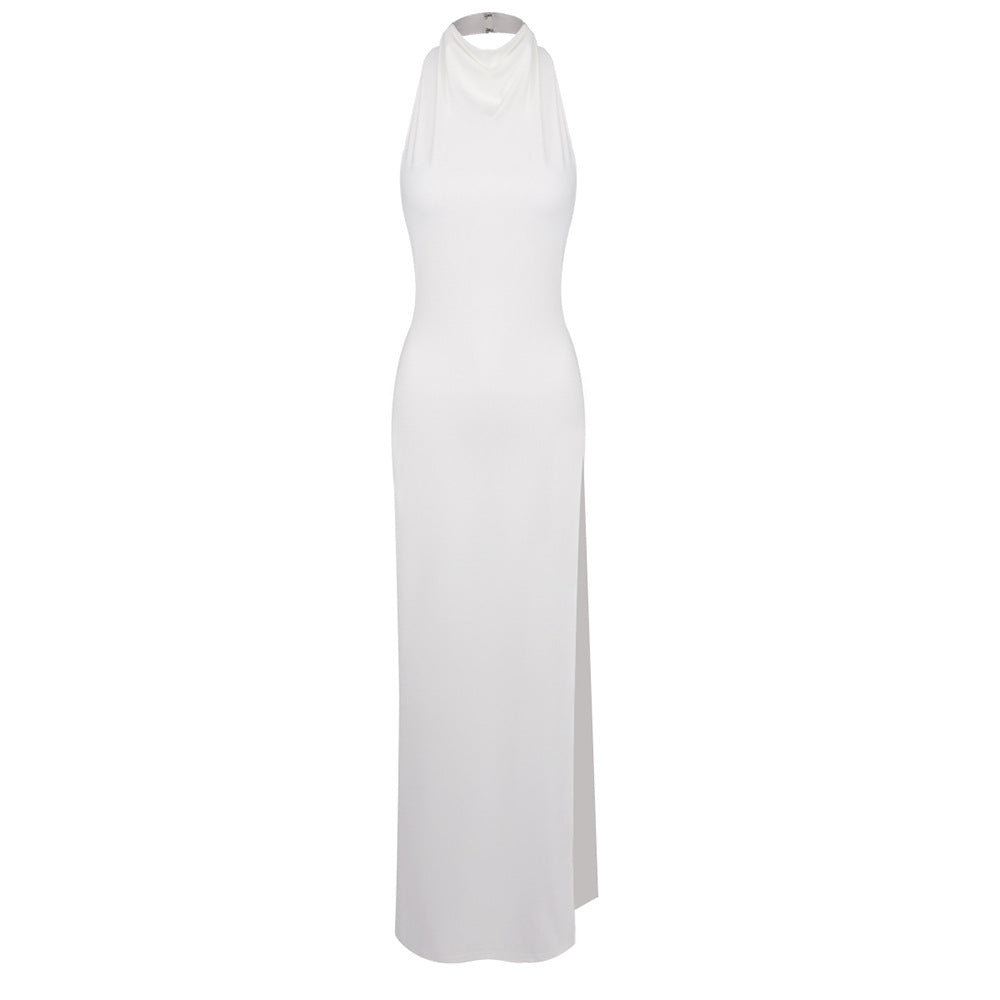 Damen Elegantes Maxikleid mit hochgeschlossenem Design und seitlichem Schlitz EB