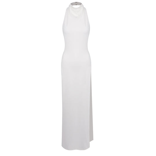 Damen Elegantes Maxikleid mit hochgeschlossenem Design und seitlichem Schlitz EB