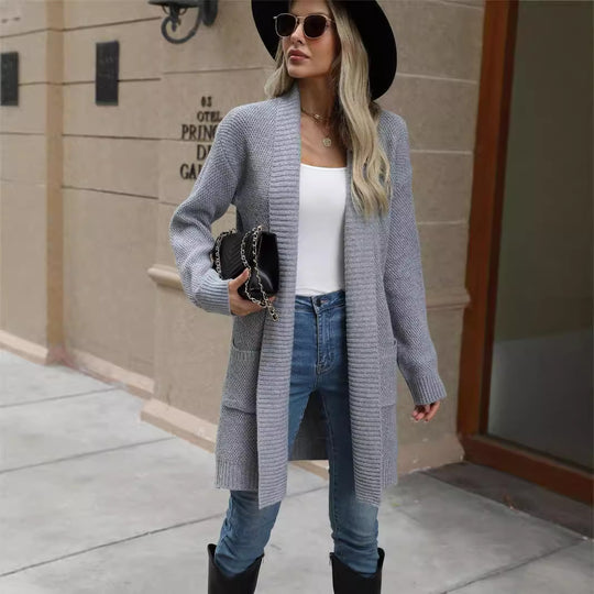 Damen Strickjacke mit offener Vorderseite und lässigem Schnitt EB