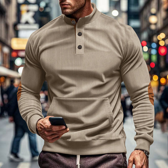 Herren stilvolles Langarm Kapuzenshirt mit modernem Strukturdesign und eleganten Akzenten EB