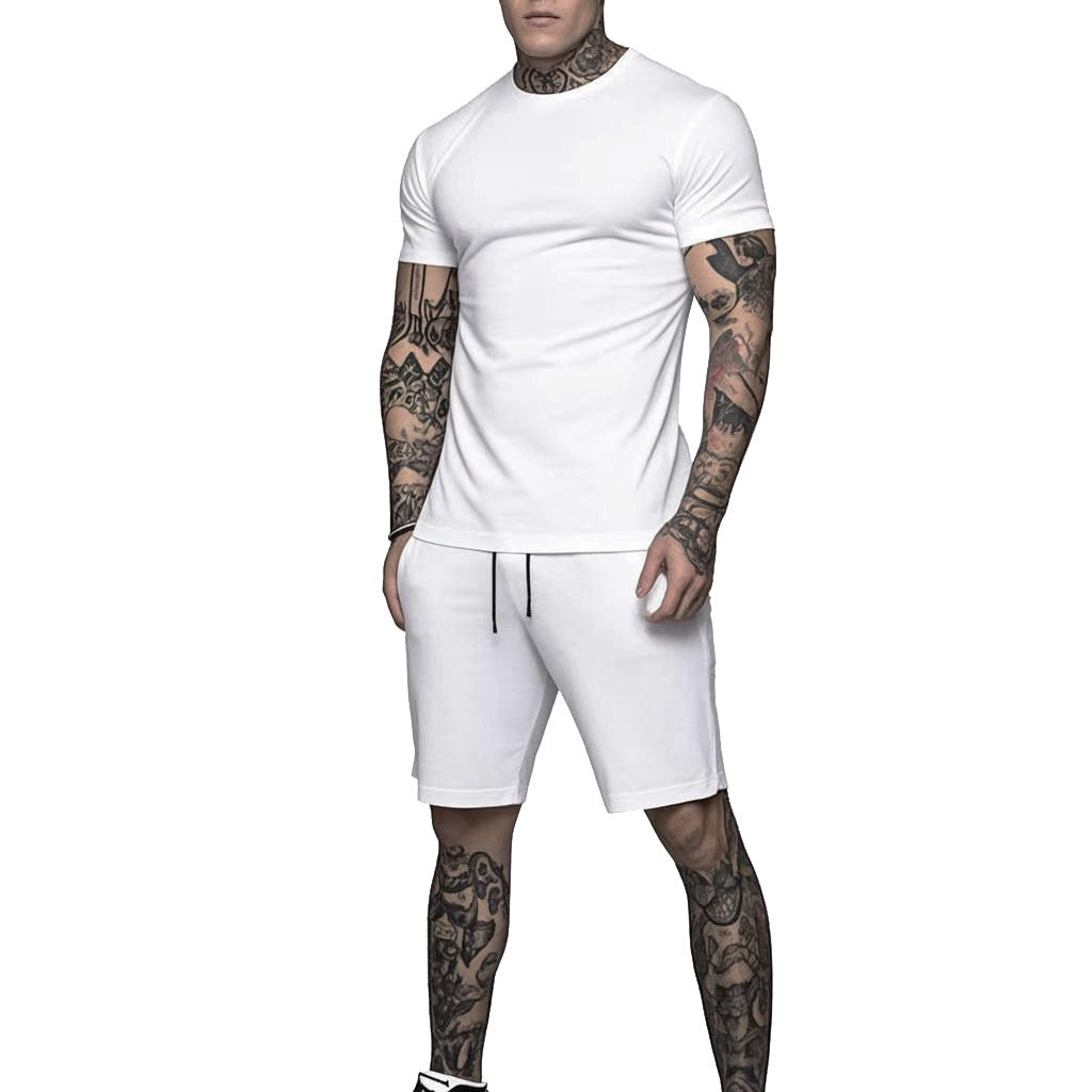 Herren Sportliches Kurzarm- und Shorts-Set mit kontrastierenden Details EB