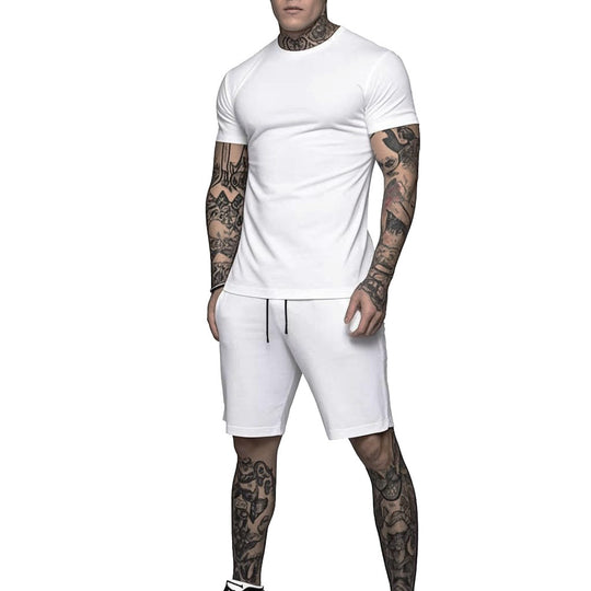 Herren Sportliches Kurzarm- und Shorts-Set mit kontrastierenden Details EB
