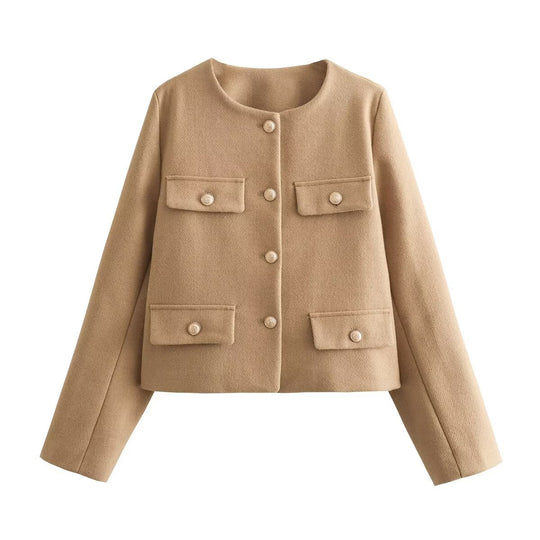 Damen Übergangsjacke mit klassischen Knopfdetails und praktischen Pattentaschen EB