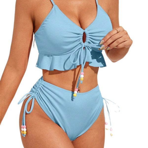 Damen Badeanzug mit Rüschendetails und verstellbaren Trägern EB