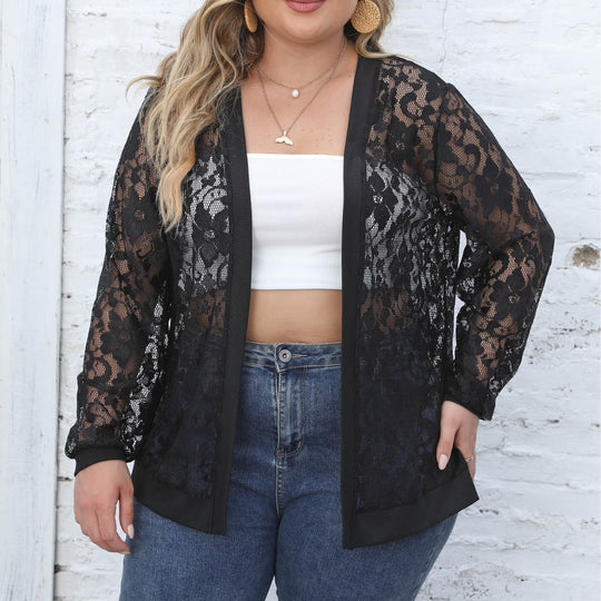 Damen luftiger Spitzen-Kimono EB