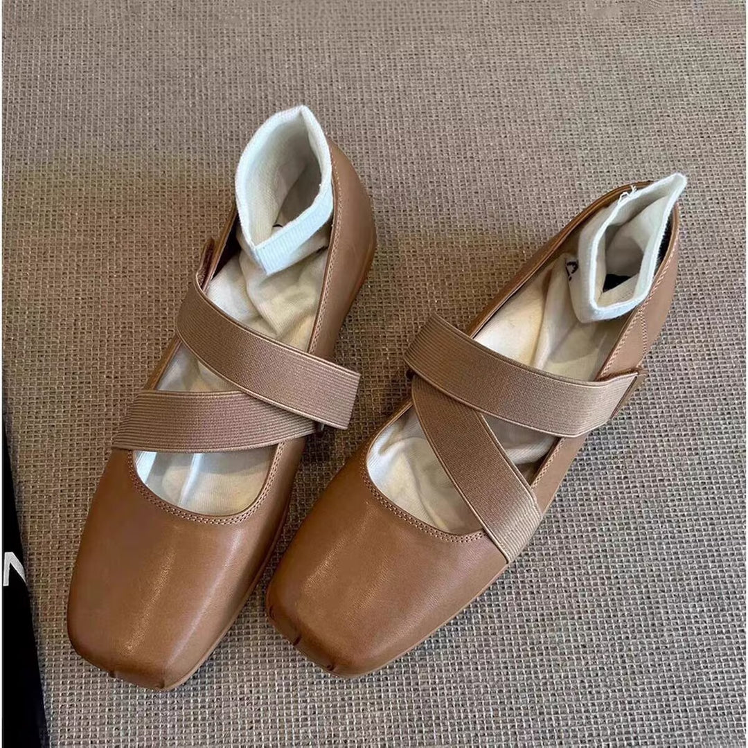 Damen Ballerinas mit elastischen Riemen und weichem Innenfutter EB